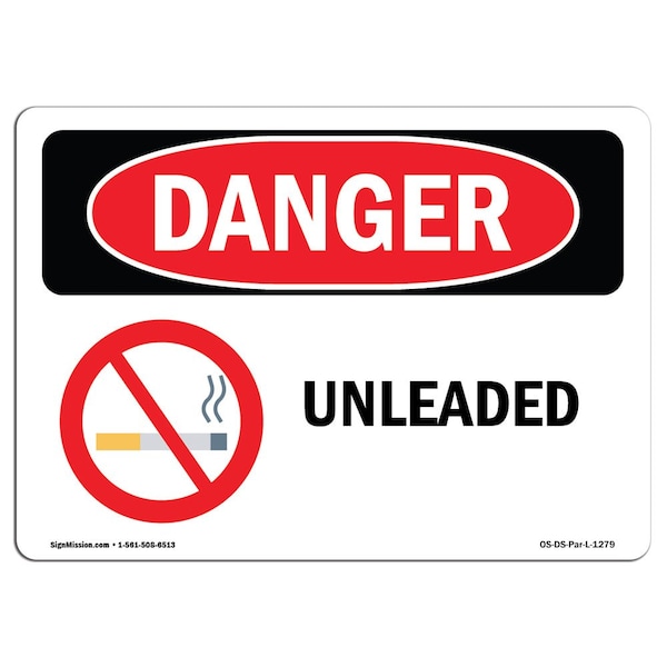 Safety Sign, OSHA Danger, 3.5" Height, Unleaded, Landscape, 10PK